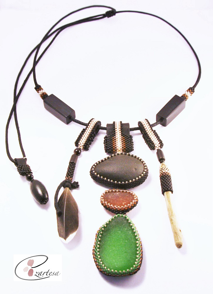 Beachcomber Sea Glass Necklace for sale by Ezartesa.