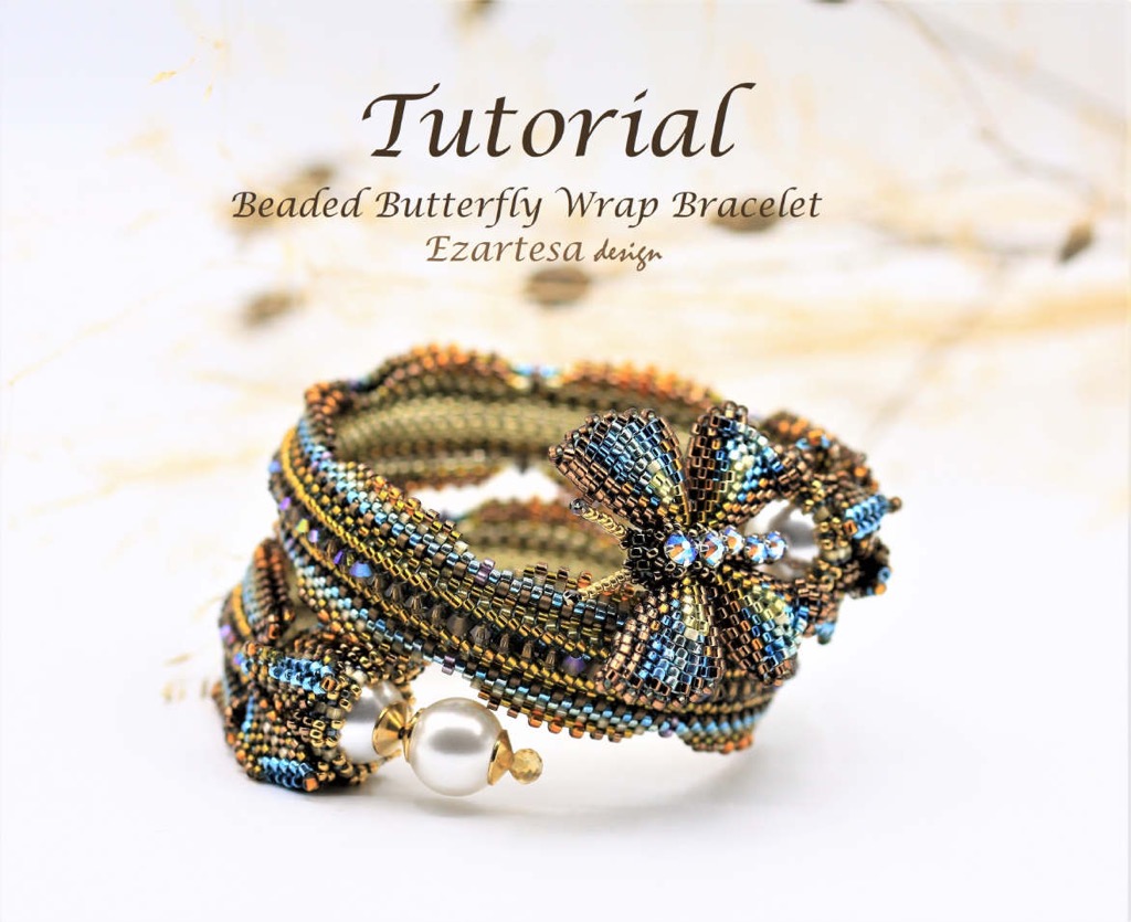 cancer zodiac sign colors stones beaded butterfly wrap bracelet tutorial ezartesa design
