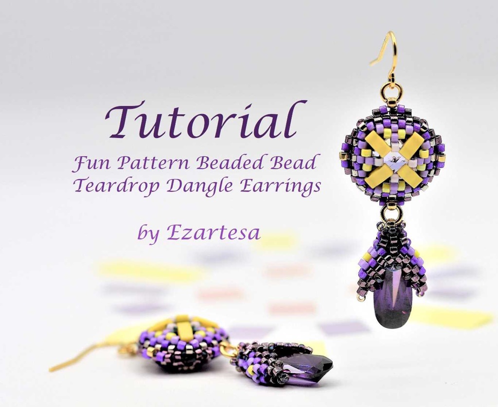 fun pattern beaded bead teardrop dangle earrings tutorial ezartesa