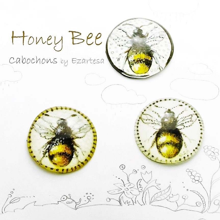 Honey Bee Hand Painted Cabochons for sale!