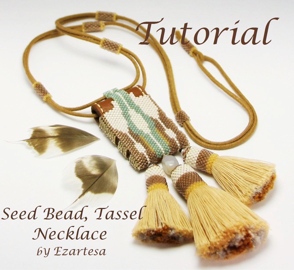 native american seed bead tassel necklace tutorial. © Ezartesa design https://ezartesa.com