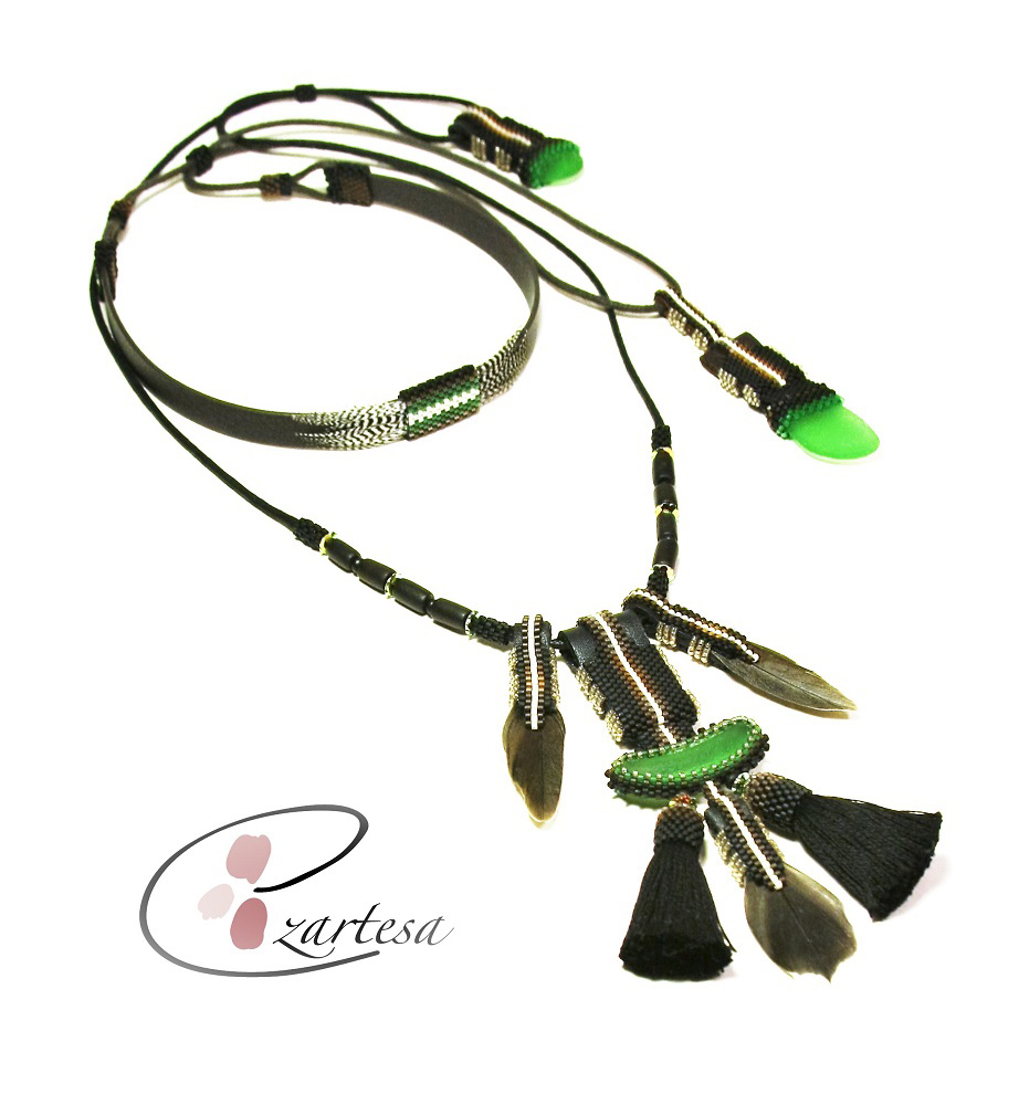 Bold patterns and playful tassels make this Sea Glass necklaces perfect for a fun summer event or night out.